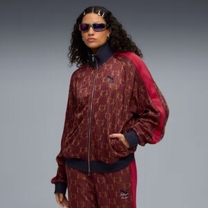 NWT PUMA X KIDSUPER Retro T7 Track Jacket Zip Up Red Burgundy Small